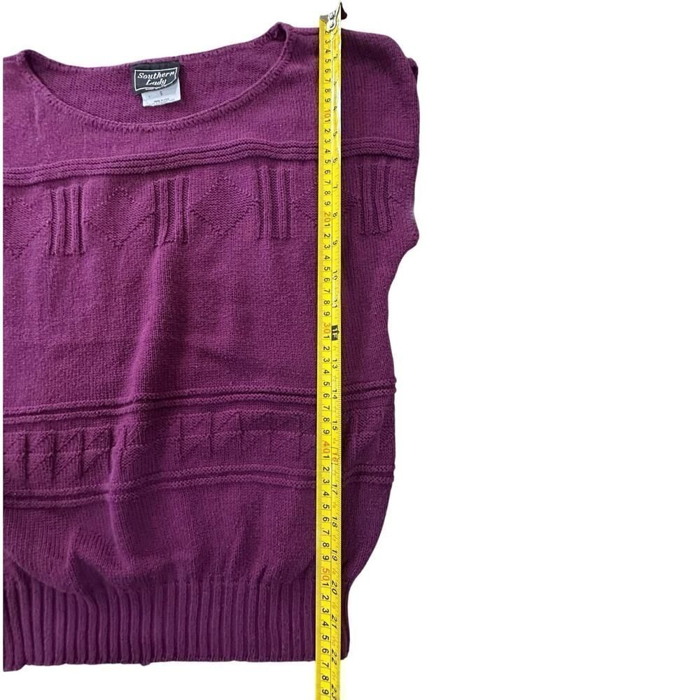 Vintage Southern Lady Cap Sleeve Magenta Crewneck Knit Sweater Vest Size Small - Picture 15 of 15